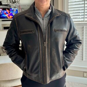 Marc New York Distressed Brown Leather Jacket XL